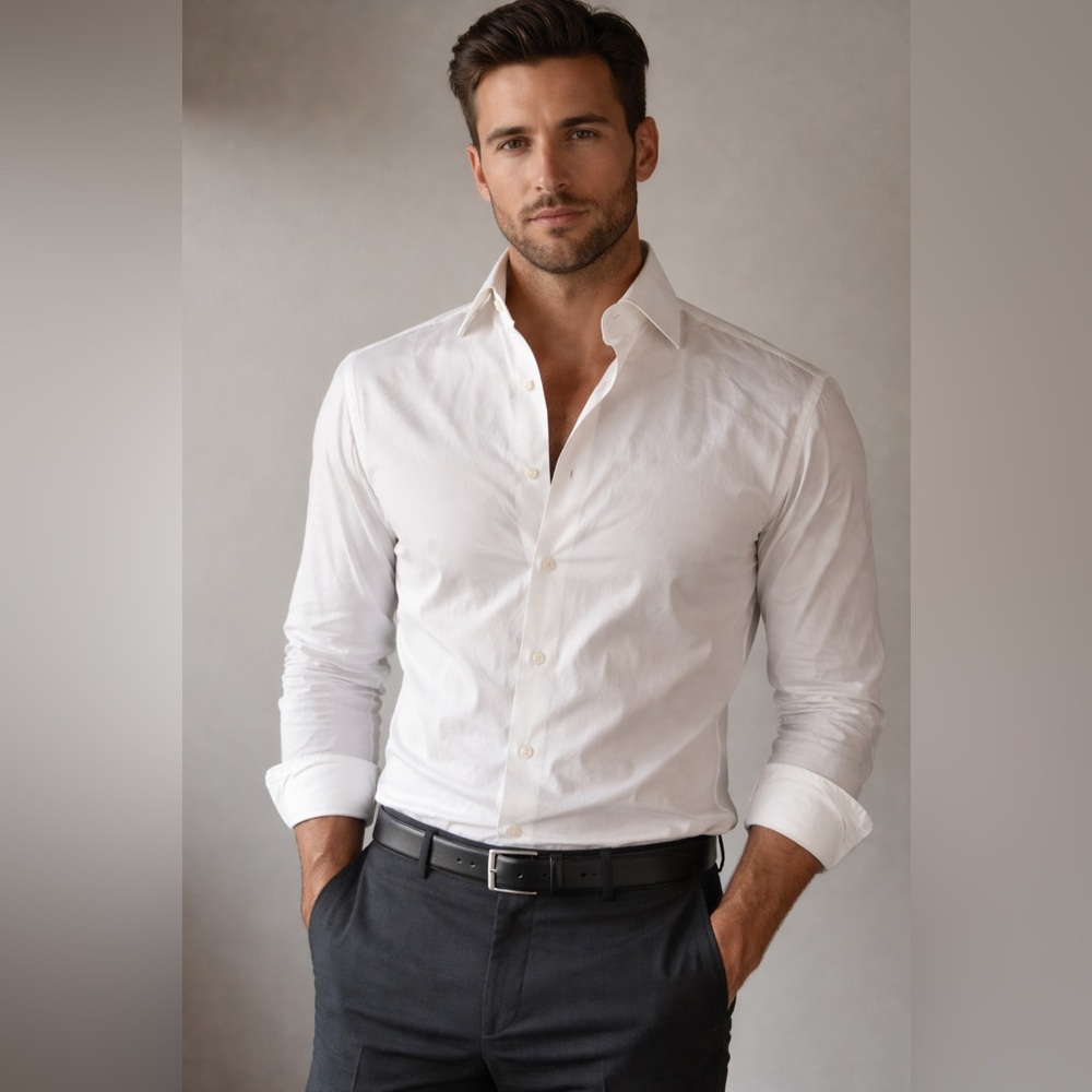 VARDAMA Men's Classic White Shirt‎